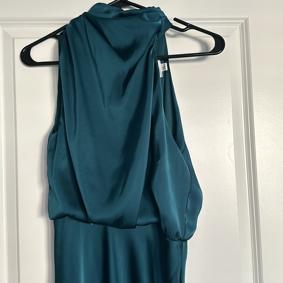 Hello Molly Teal Switch Over Satin Maxi Dress Small US 4 - Picture 2 of 12